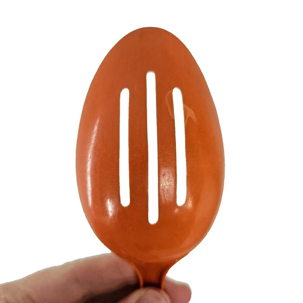 Vintage EKCO Slotted Serving Spoon Orange Plastic Nylon Kitchen Utensil‎ 11.5